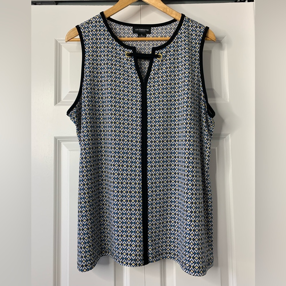 Liz Claiborne Geometric Print Sleeveless Multi Colour Tank Size XL